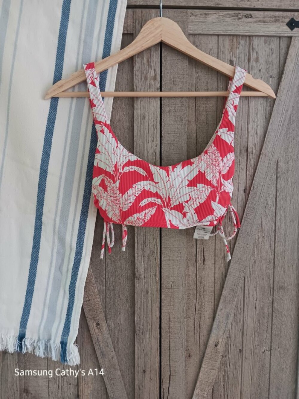 Body Glove Red and White Tropical Bikini Top